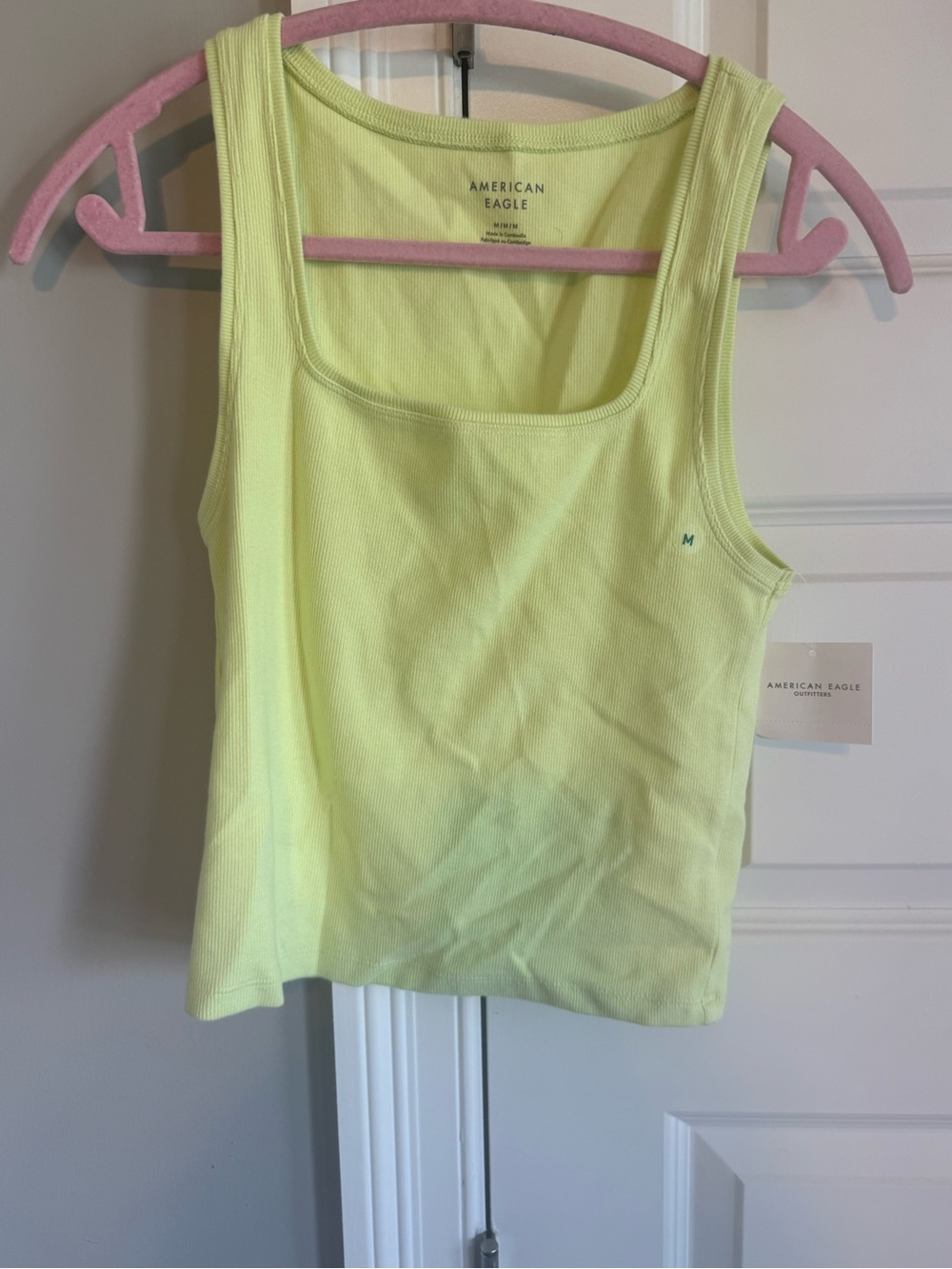 American Eagle Outfitters Neon Lime Ribbed Tank Top